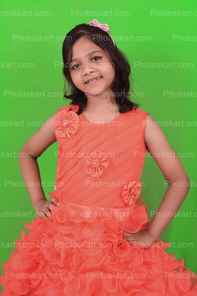 Cute Indian Girl Wearing Beautiful Red Dress Stock Image
