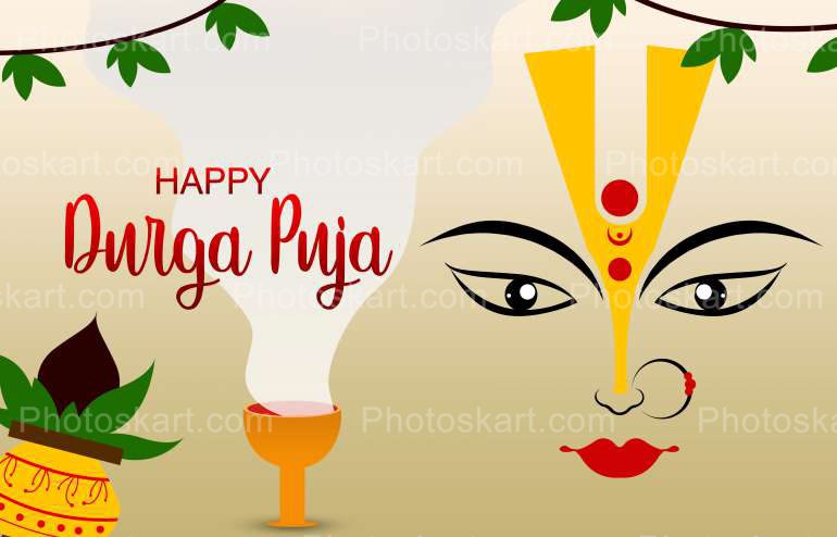 Durga Puja Wishing With Durga Puja Elements Illustration Vector