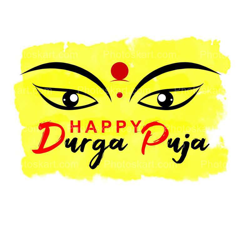 Happy Durga Puja Wishing With Yellow Color Splash