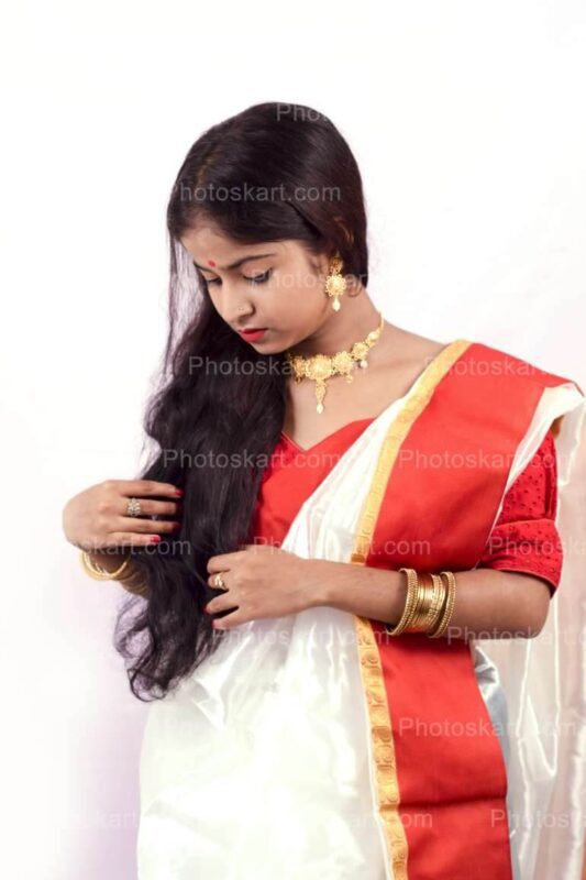 hindu girl portrait long hair high res stock image