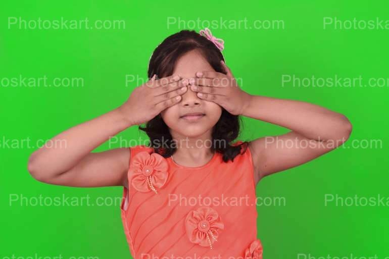 Indian Cute Girl Blocked Her Eyes With Her Hands