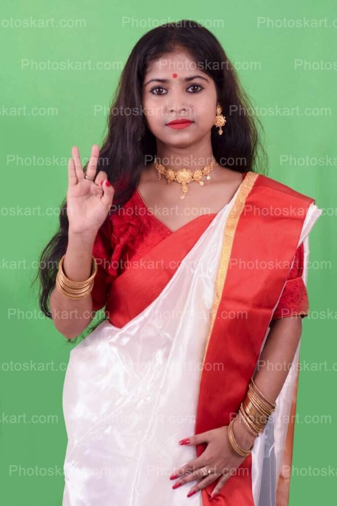 Indian Durga Model Doing Ashirwad Pose Stock Image
