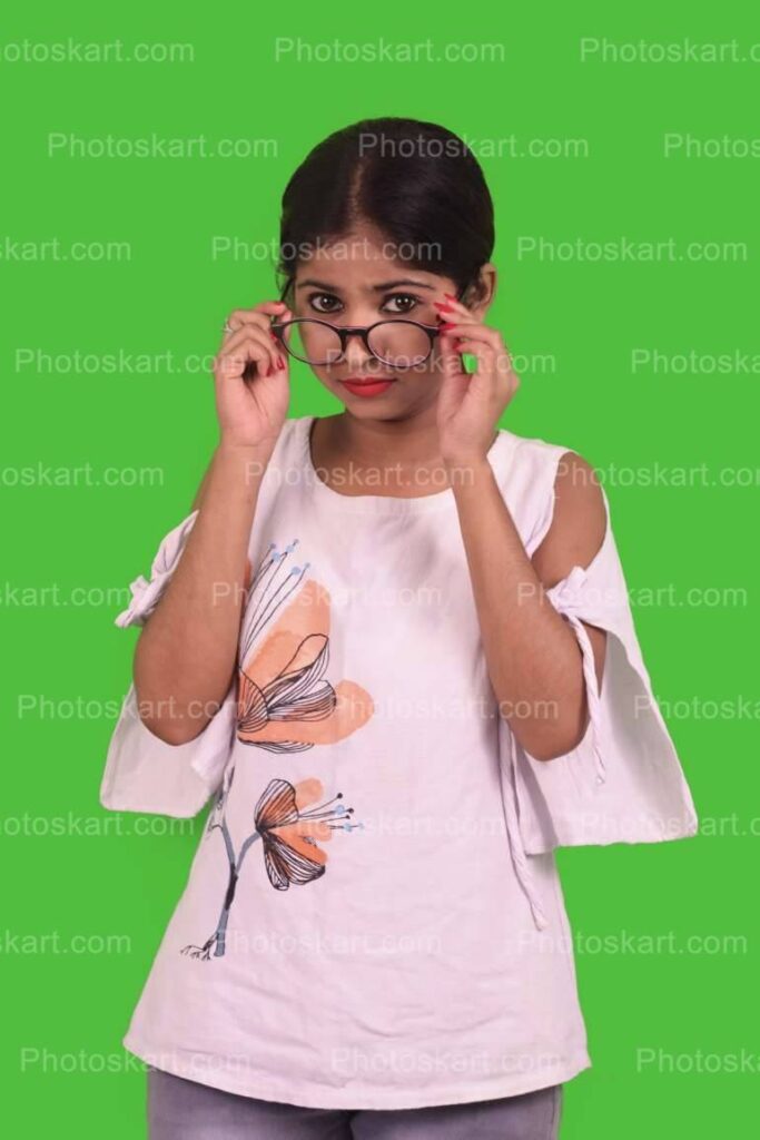 Indian Girl Wearing Glass Pose Stock Image