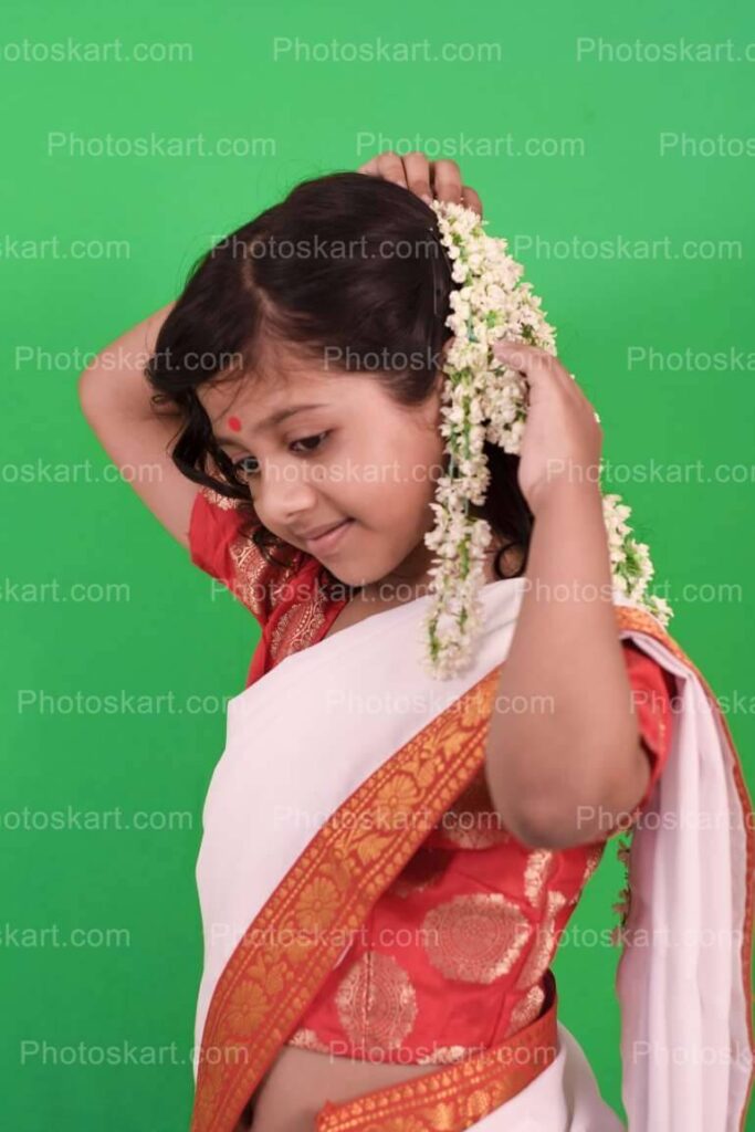 Indian Little Girl White Floral Crown Stock Image