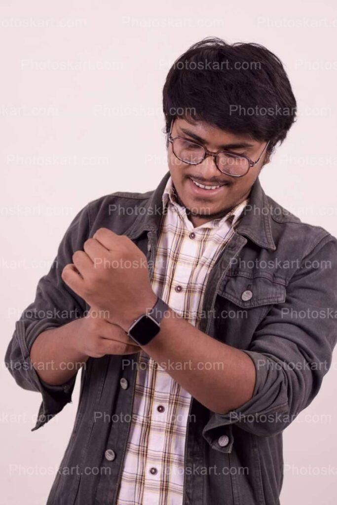 Indian Musculer Boy Wearing Watch Stock Image