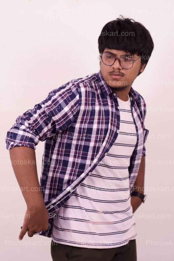 Indian Smart Boy Posing Arrange Her Tshirt Stock Image