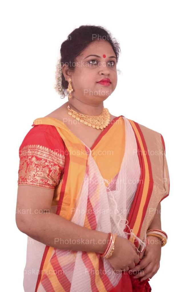 Indian Woman Standing Posing With White Background Stock Image