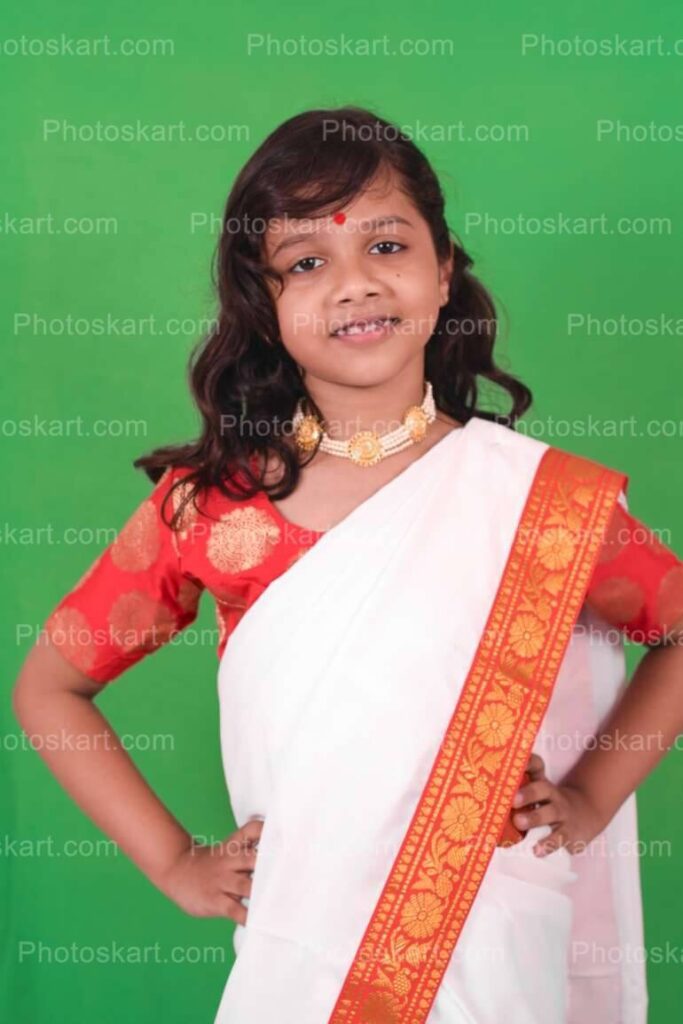 Little Indian Girl In Traditional Sari Stock Image
