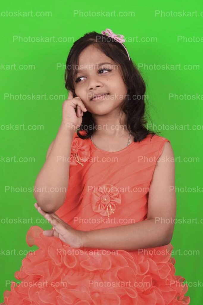 Pretty Indian Cute Girl Thinking Premium Image