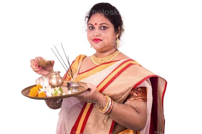 Puja Thali For Festival Celebration Stock Image