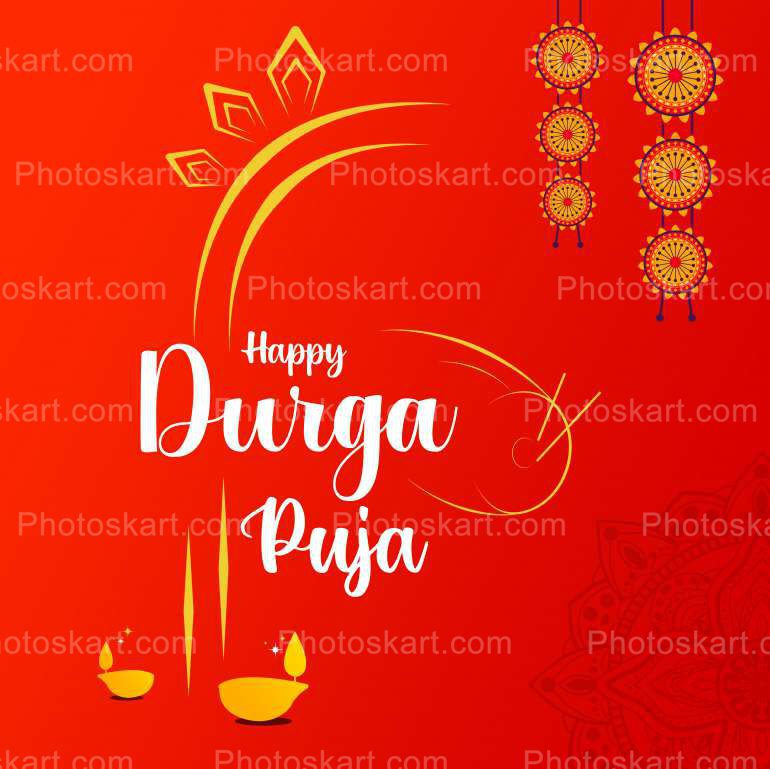 Unique Durga Puja Wishing With Red Background Free Download