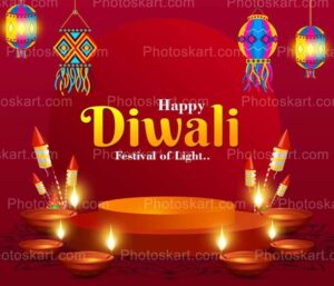 creative happy diwali wishing with diya and fireworks