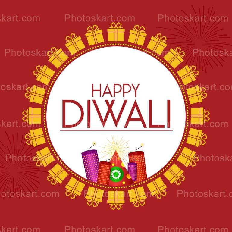 Creative Happy Diwali Wishing With Fireworks Vector