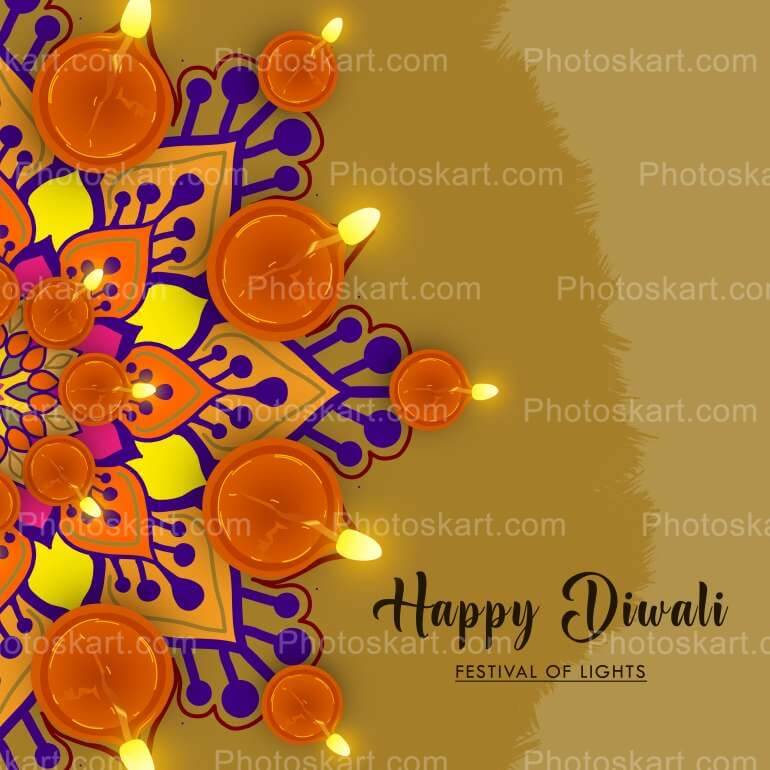 Happy Diwali Wishing With Rangoli And Diya