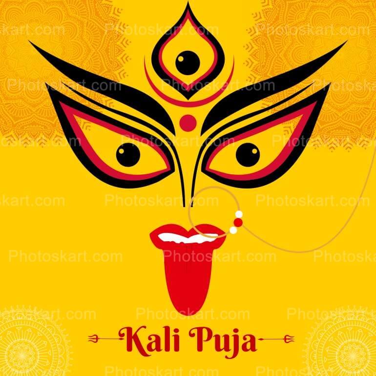 Happy Kali Puja Greeeting With Maa Kali Face