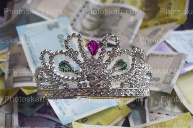 A Bunch Of Money With Crown Free Stock Image