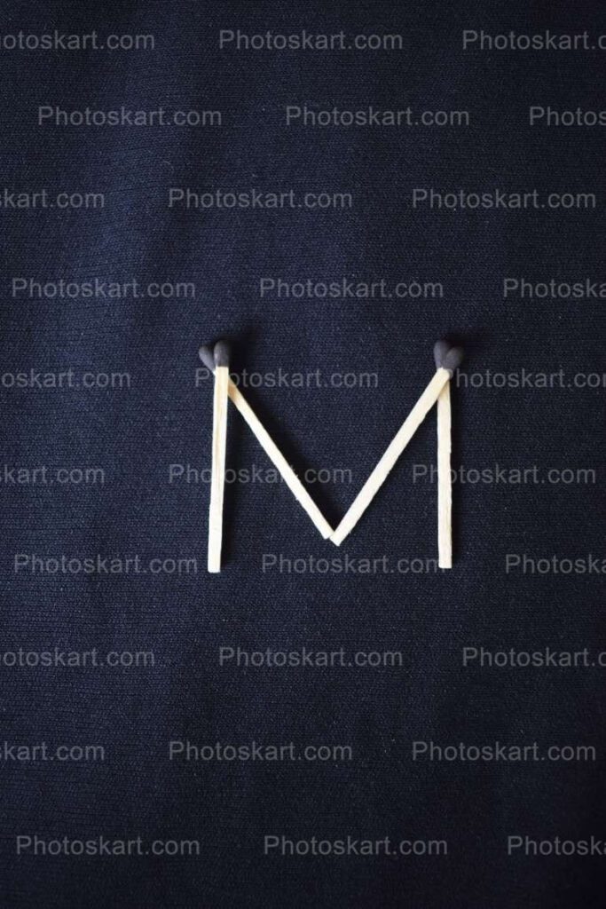 Alphabet M Made With Wooden Matches Stock Image