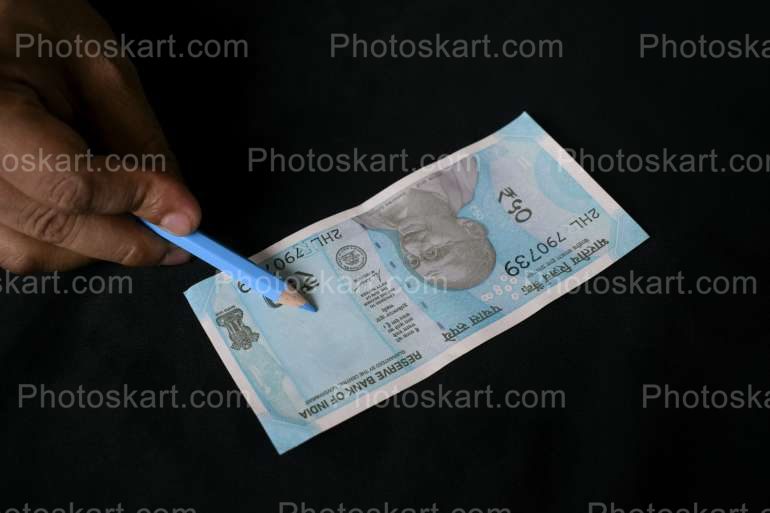 Black Background Fifty Rupee Note Free Image