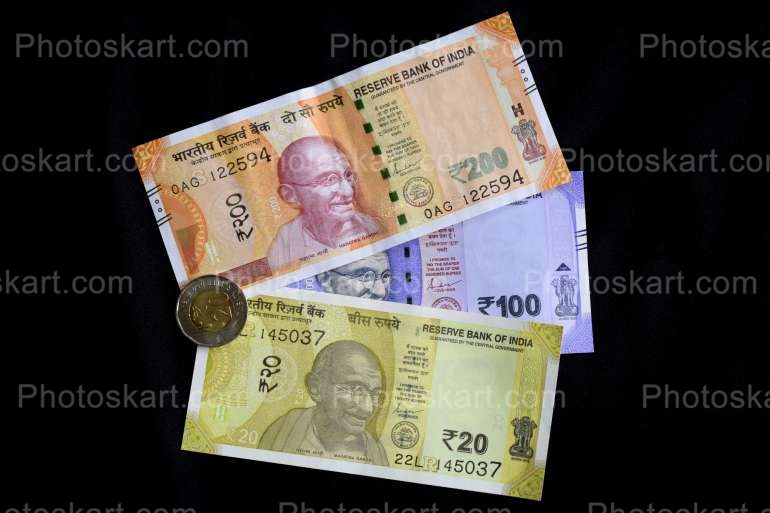 Black Background Indian Money In Order Image