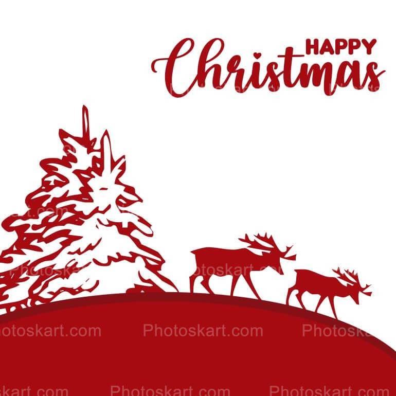 Chirstmas Tree And Christmas Deer Free Vector