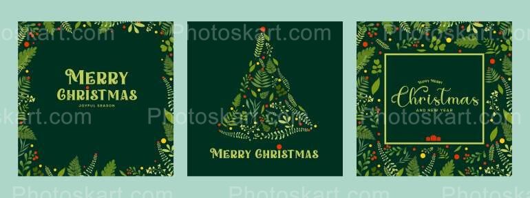 Green Background Stamp Size Christmas Vector