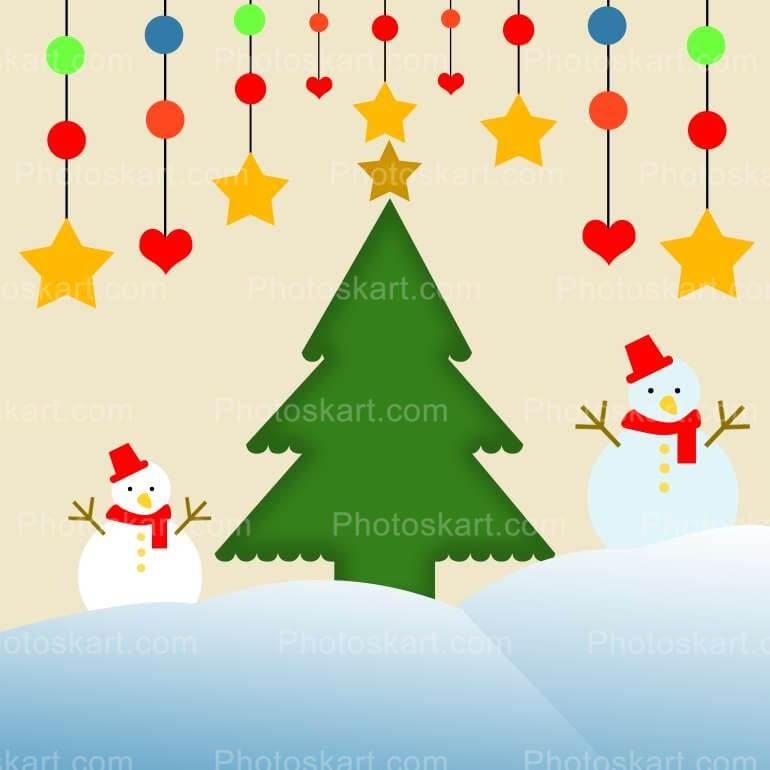 Hanging Christmas Tree And Snowman Free Image