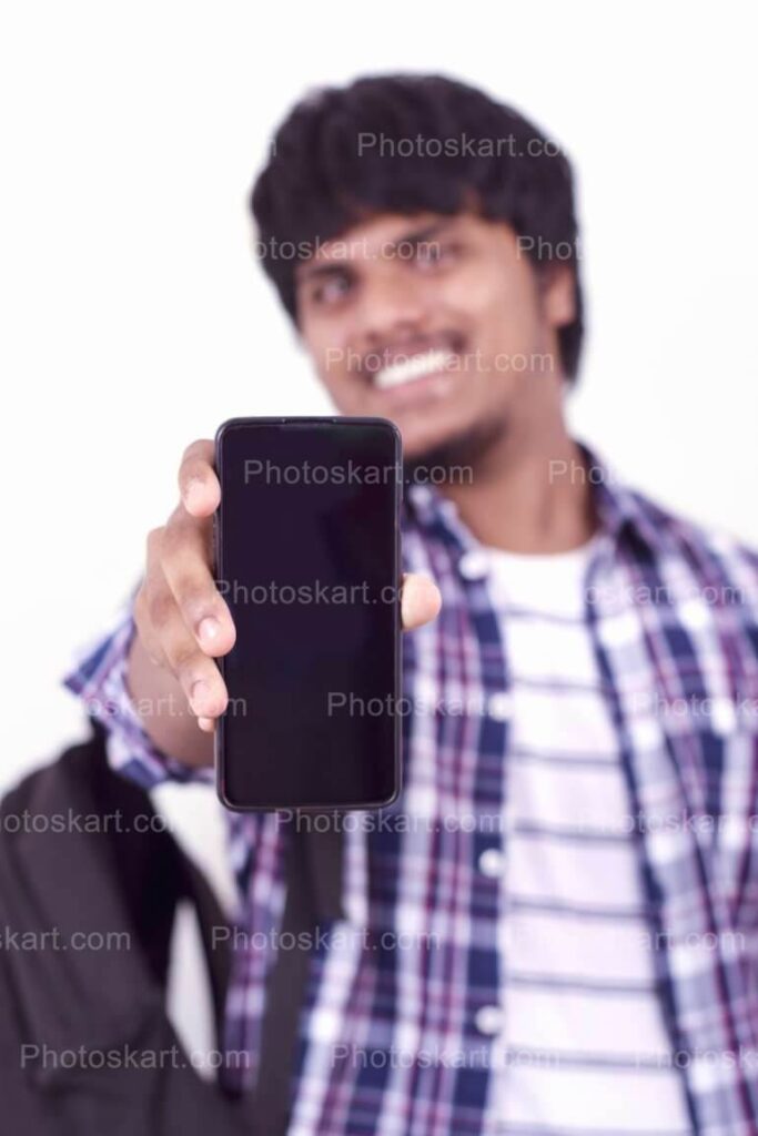 Indian Boy Showing His Mobile Hd Photo