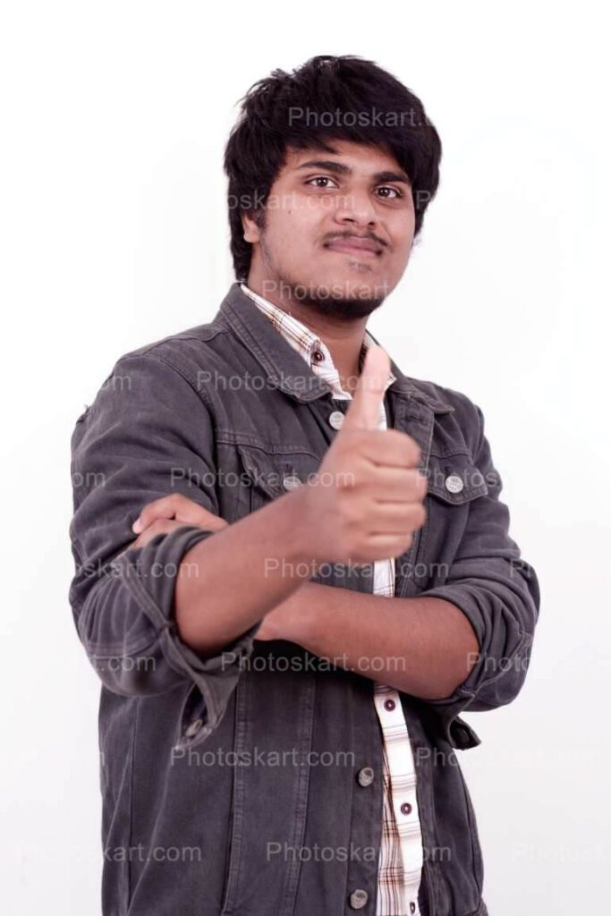 Indian Boy Wishing All The Best Stock Photo