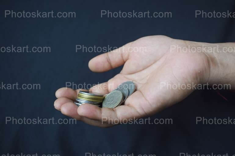 Indian Coins On Hand Stcok Photography