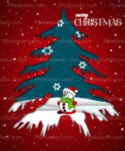 red christmas tree with snowman free images