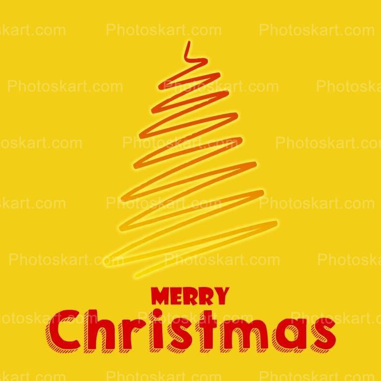 Yellow Background Christmas Tree Stroke Image