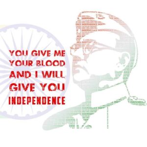 netaji text collage large images stock photo