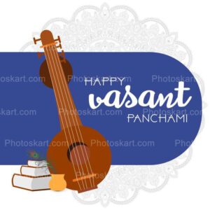 vasant panchami blue wishing background veena