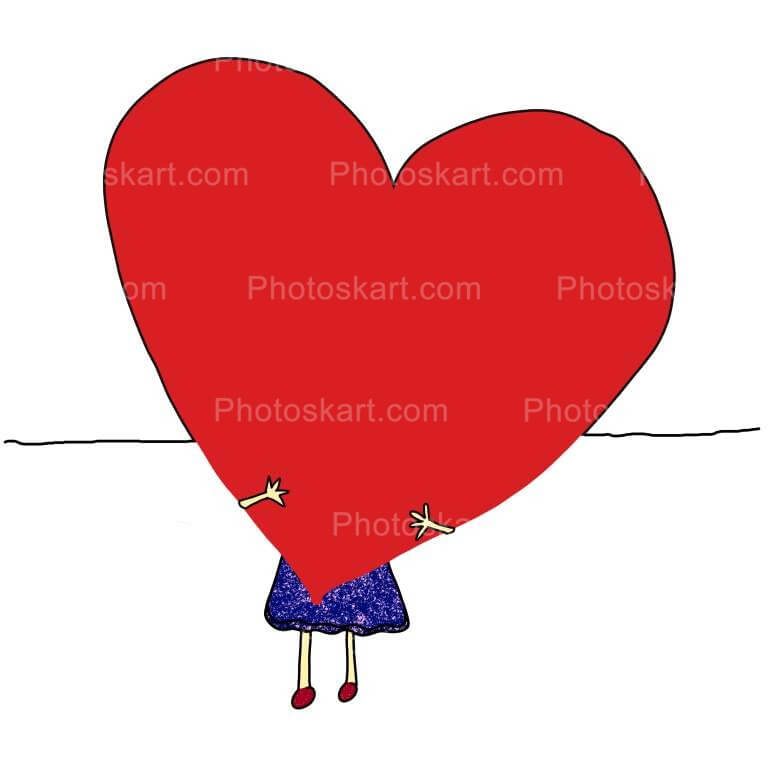 Animated Little Girl Hold Red Heart Free Image