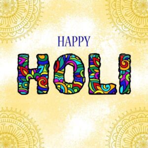 colorful happy holi word art free vector