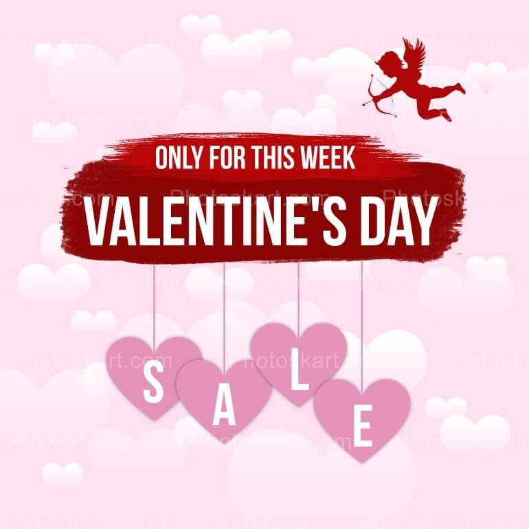 Pink Background Hanging Valentine Day Sale Image