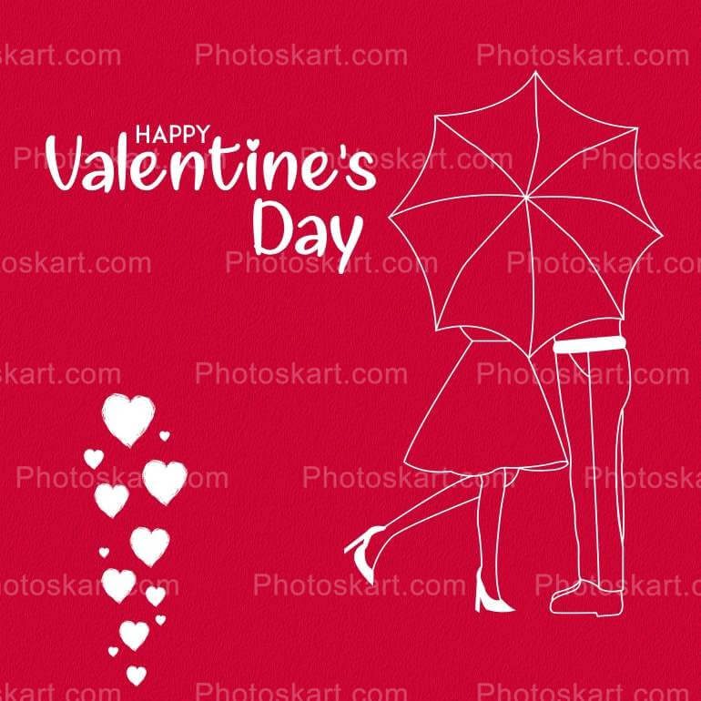Red Background Couple Holding Umbrella Image