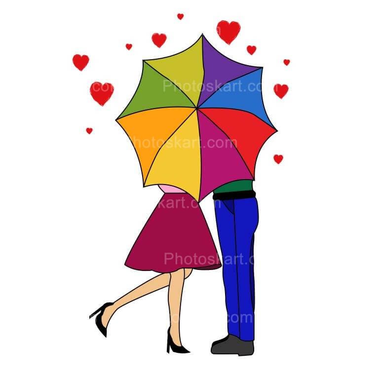 Valentine Couple Holding Umbrella Free Image
