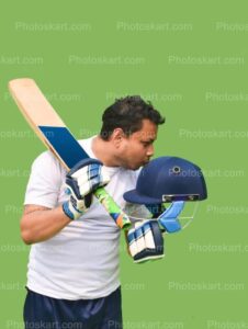 cricket coach kisses his helmet pose photoshoot