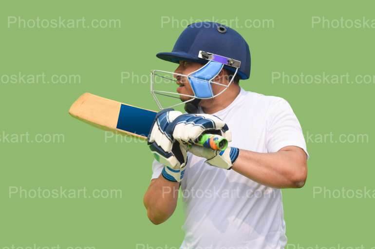 Hand drawn illustration of cricket player in batting pose with • wall  stickers equipment, ground, stump | myloview.com