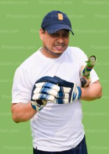cricket coach removing gloves front pose image