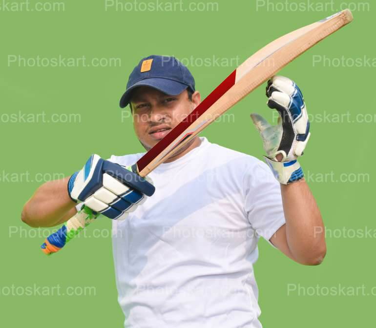 Cricket Coach Show Cricket Bat Pose Photoshoot