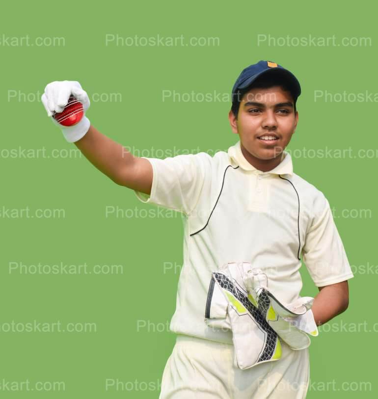 Cricket Player Holding Ball Pose Photoshoot