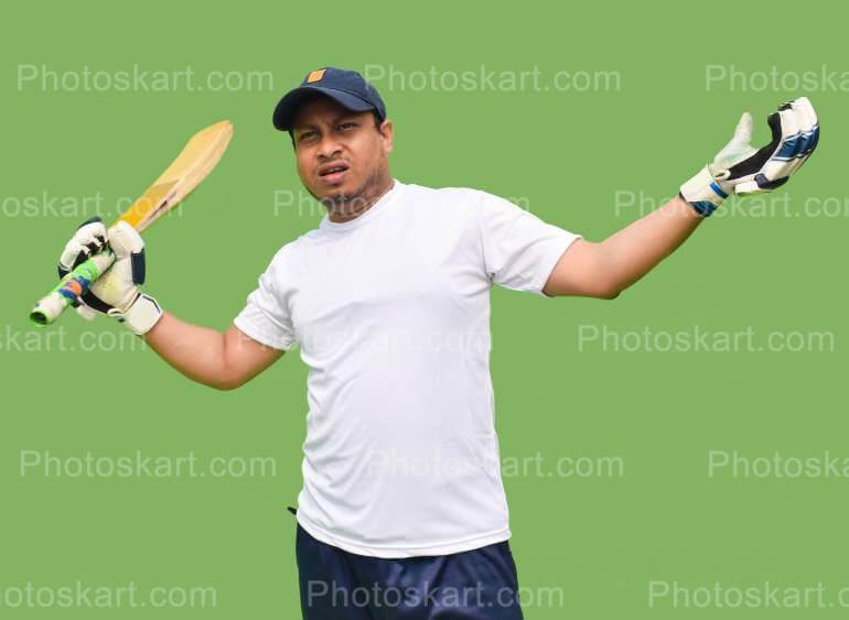 Cricket Team Coach Holding Bat Photoshoot