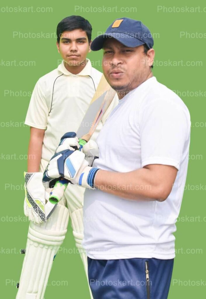 Cricket Team Coach Posing With Bat Photography