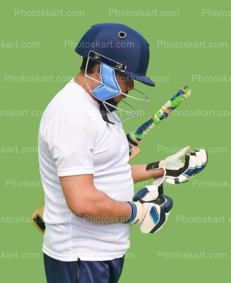 Cricketer Removing Gloves Side Pose Photoshoot