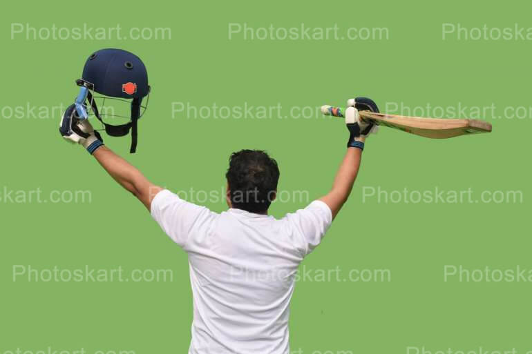 Cricketer Victory Pose Two Hands Up Photography