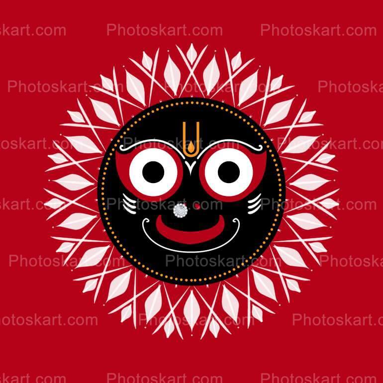 Red Background Jay Jagannath Face Stock Image