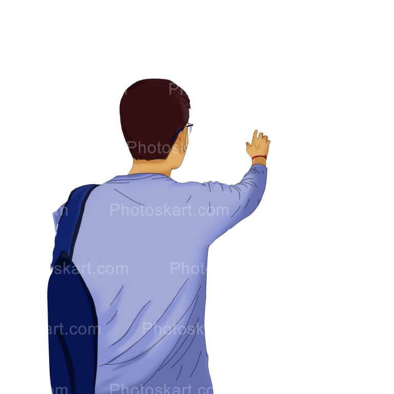 A Standing Back College Boy Free Vector Png