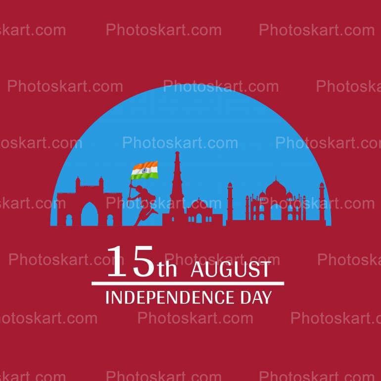 Red Background Delhi Sculpture 15th August Image